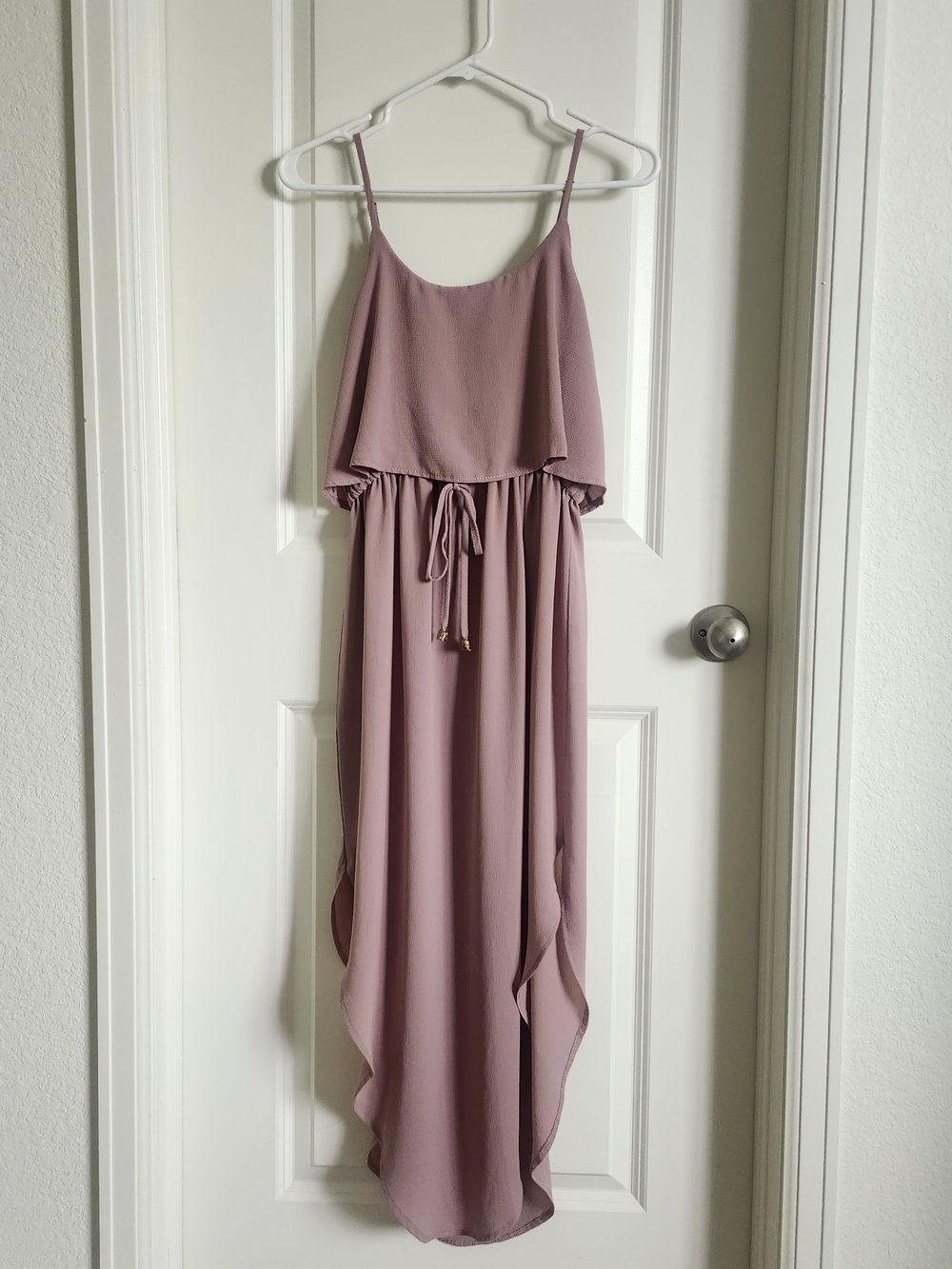 Mauve Pink Maxi Dress with Drawstring Waist